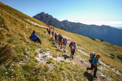 large hiking group