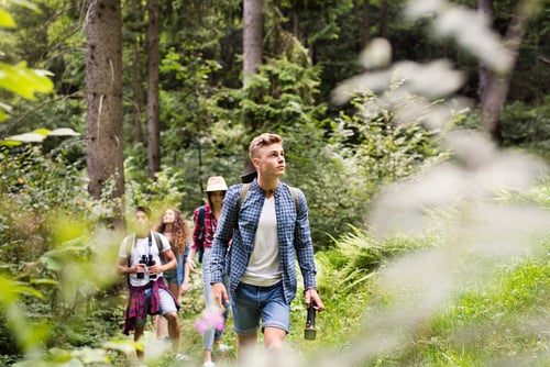 teenagers setting out on hike